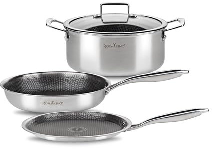 Rosmarino HexaPro Série Poele Sauteuse Marmite Inox Antiadhésif Résistant Ergonomique Four 220°C Adapté Induction