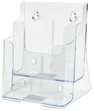 Deflecto Countertop 2 Tier A5 Portrait Multi Tier Literature Holder Magazine File Holder Leaflet Holder Wall Mounting