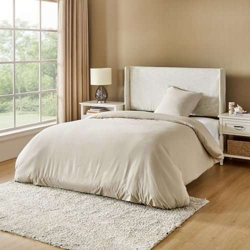 HULALA HOME Comfort Bettwäsche 135 x 200 2teilig Bettbezug - Schnell Trocknend Bettwäsche-Sets 135 x 200 cm mit 1 Kissenbezuge 80 x 80cm, Beige