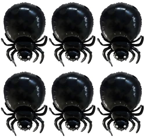 Halloween Spinne Folienballon, 6 Stück Groß Spinne Gruselig Luftballon, Spinne Riesen Mylar-Ballons, XXL Halloween Party Helium Ballon Dekorationen Zubehör Geschenk