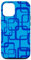Hülle für iPhone 13 Pro Retro MCM Quadratisches Motiv Vintage Muster 1 blau