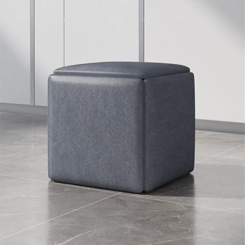 5-in-1-Ottomanhocker mit drehbaren Rollen, anhebbarer Ledersessel für Wohnzimmer, Schlafzimmer, dunkelgrau, groß