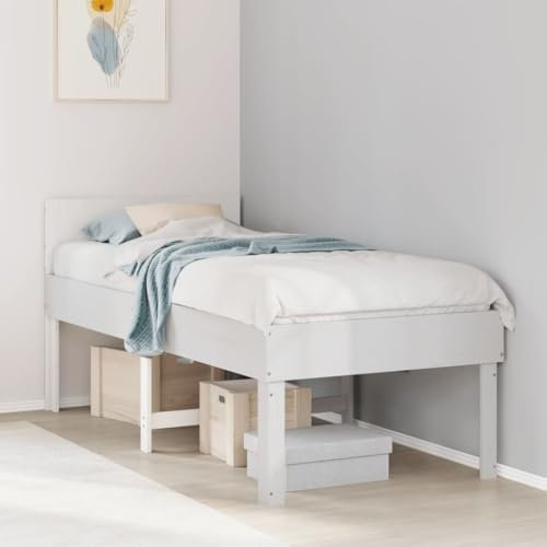 Juroupi Massivholzbett ohne Matratze Bettrahmen Bett Bettgestell Betten Bett Holz Bed Frame Bettgestell Holz Weiß 80x200 cm Kiefernholz - 855748