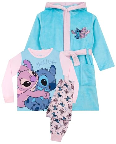 Disney Lilo Und Stitch Bademantel Und Kinderschlafanzug | Stitch Pyjama Mädchen | Schlafanzüge Für Mädchen | Blau 146