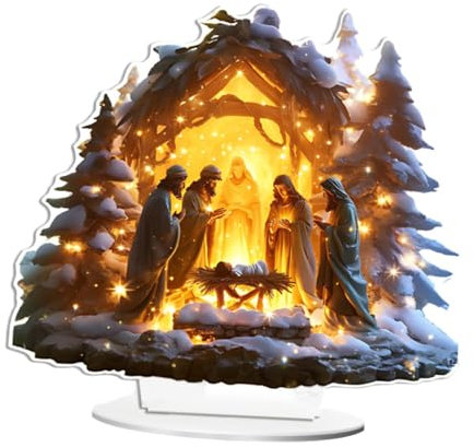 perfk Weihnachtskrippenfigur, Acrylstatue, Figur, Tischdekoration, Heilige Familie, für drinnen und draußen, Party, Bauernhaus, Regal