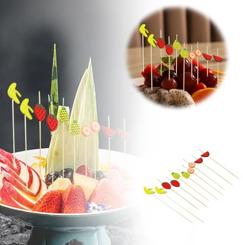 Lot de 100 cure-dents pour cocktail du Nouvel An chinois - Pour fruits, desserts, aliments, sandwichs, boissons, viande, brochettes de fruits, fournitures de fête - Cure-dents décoratifs (C, taille