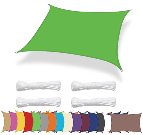 Lingle888 Sonnensegel Sonnenschutz Sonnendach Wasserdicht 98% UV-Schutz Balkon Viereck Rechteck Quadrat Winddicht 8Tage Transport 420D 10Farbe 25Größe Grün 1.5x3m