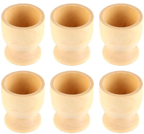 Nicear Set Of 6 Wooden Egg Cups Egg Cups For Breakfast Table Easter Decor Arts And Crafts DIY Unfinished Wood