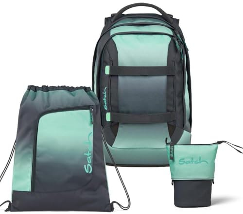 Satch Pack Pencil Slider Light Edition Schulrucksack Set 3tlg. inkl. Sportbeutel (Gradient Mint)