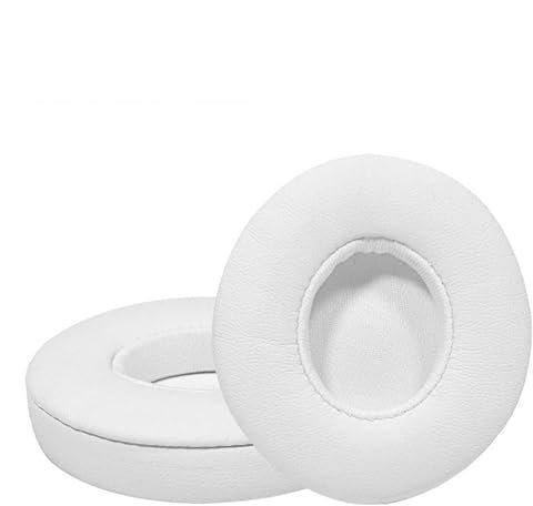 Almohadillas compatibles con auriculares inalámbricos Beats Solo 2 y Solo 3, piel de proteína Solo2 Solo3, almohadillas de repuesto, color blanco