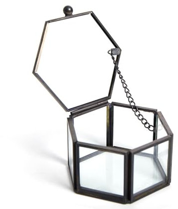 Bellabon Boîte Bijoux Verre Doré Transparent, Boîte À Bijoux en Verre Transparent, Boîte à Bijoux Géométrique Doré, pour Colliers, Bagues, Bracelets, 3,15 * 2,75 * 1,77 Pouces