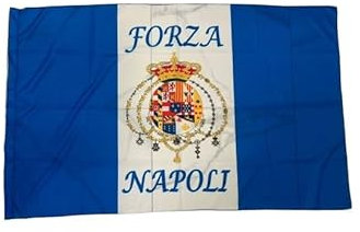 BANDIERA 90X150 CIRCA stemma borbonico VESUVIO AZZURRO PER FESTA SCUDETTO citta di napoli PER I CITTADINI NAPOLETANI campioni