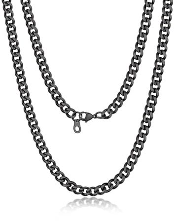 Suplight Herren Panzerkette 3/6/9mm breit Cuban Link Kette, Silber/Gold/Schwarz, 36/46/51/55/61/66/71/76cm