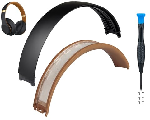 SOULWIT Top+Bottom Headband Cover Kit for Beats Studio 3 & Studio 2 Wired & Wireless Headphones, Replacement Headstrap Pad Repair Part with Durable Silicone and Plastic - Studio3 Midnight Black