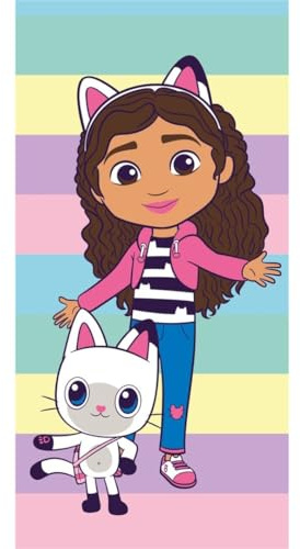 Aymax Strandtuch, Gabby und Pandy, 90 x 140 cm, 100 % Baumwolle, Motiv Cartoon, Rosa