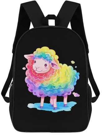 Lässiger Tasche Regenbogenschaf LGBTQ Stolz Laptop-Rucksack Klassischen Laptoptasche Für Camping, Universität, Schule, 42X32X14Cm