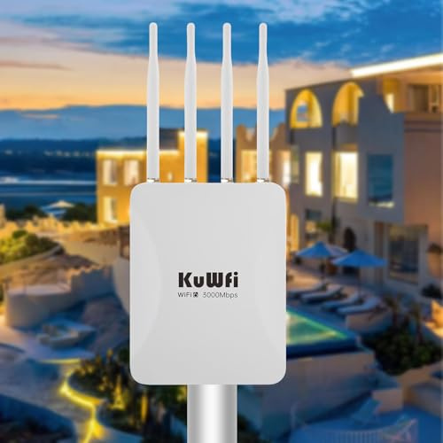 KuWFi AX3000 WiFi 6 Outdoor-Access-Point, IP65, für Starlink & Campus | Dualband, 2.5G WAN/LAN, PoE/DC, AP/Router/Repeater-Modi, bis zu 192 Nutzer