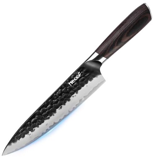 hecef Japanese Chef's Knife 8 Inch High Carbon Steel | Ergonomic Pakkawood Handle, Professional Kitchen Food Prep, Precise Slicing and Dicing