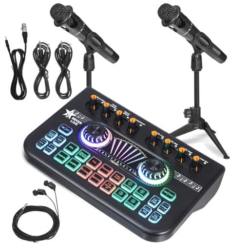 E300 Doppelmikrofon mit X3 Soundkarte, Professionelles Podcast Satz | Schwarz, Metall Kunststoff, 1 Satz, für Musikaufnahme und Podcast Produktion, mit Soundeffekten