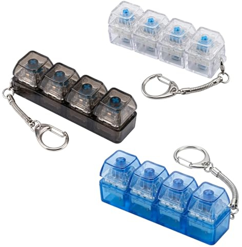 Set of 3 Mini Keyboard Fidget Keychain Gadgets, Keyboard Fidget Toy, Clicky Keyboard Fidget Toy, Portable Stress Relief for Office Workers and Students