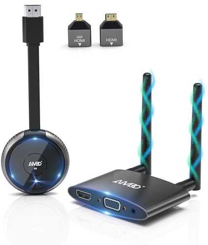 MpioLife 4K/5G Wireless HDMI Transmitter and Receiver, VGA&HDMI Dual Screen Extender Sender from TV Box/Laptop/USBC/Camera/C-CTV to TV/Projector/Monitor, for Home/Meeting