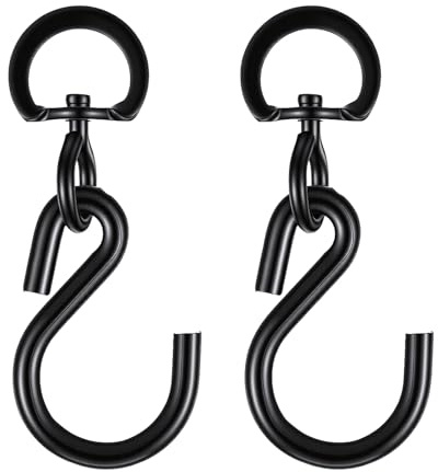 Xinjoduz 2 Pack Swivel S Hooks for Hanging Plants, Heavy Duty Dual 360° Swivel Plant Hangers, Rotating Hanging Basket Hooks for Flower Pots, Bird Feeders, Wind Spinners & Outdoor Decor - Sturdy and Du