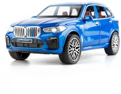 Lempefe 1:24 X5 SUV Modellauto-Spielzeug, Zinklegierung, Spielzeugauto mit Sound und Licht für Kinder, Jungen, Mädchen, Geschenk (blau)