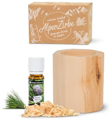Zirben8eck Set mit 10ml Bio-Zirbenöl und 10g Zirbenspäne - ca. 7x7x8cm - Alternative zum Zirbenwürfel-Set