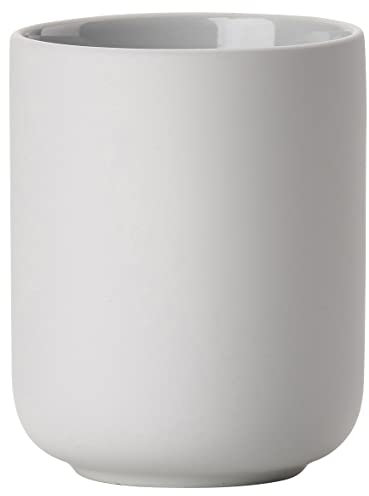 Zone Denmark Ume Zahnputzbecher, Zahnbürstenhalter, Zahnbürstenbecher, aus Steinzeug/Keramik, Schönes & Praktisches Badezimmer Zubehör, Durchm. 8,3 cm, Höhe 10,3 cm, Soft Grey (Hellgrau)