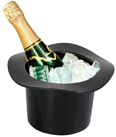 Rapoyo Zylinder Eiskübel, Ovaler Eiskübel Champagner Weinflaschenkühler Vintage Zylinder Wein und Champagnerkühler Schwarz Acryl Fashion Cap Modeling Club