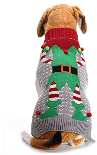 DELIFUR Hundeclown Winterpullover Haustier Weihnachten Hundepullover Hässlicher Elf Haustier Pullover Clown Urlaub und Party für Hund und Katze - M