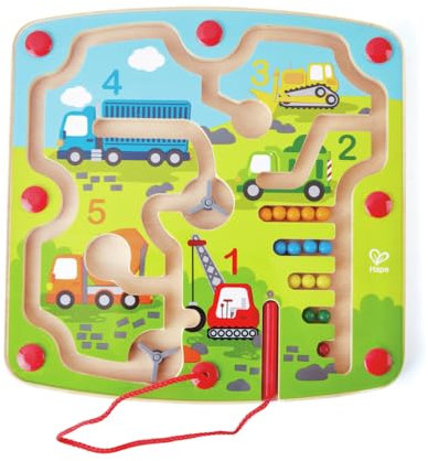 Hape Baufahrzeuge-Labyrinth Magnetlabyrinth, Magnetspiel, fördert u. a. die Feinmotorik, ab 24 Monaten