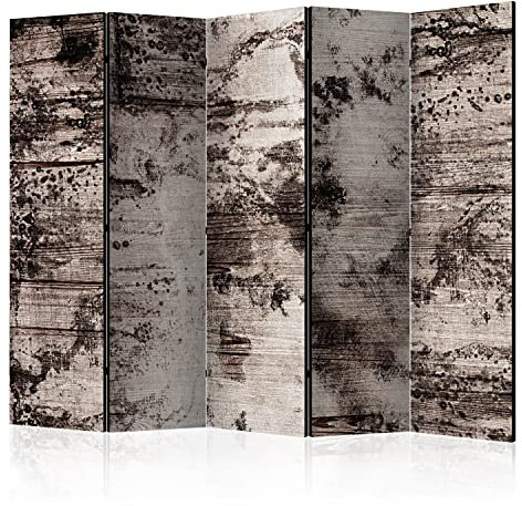 murando Raumteiler Foto Paravent Holzoptik 225x172 cm beidseitig auf Vlies-Leinwand Bedruckt Trennwand Spanische Wand Sichtschutz Raumtrenner Design Holz grau f-A-0713-z-c