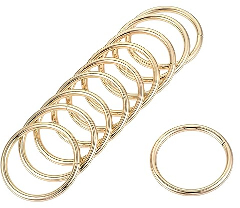 sourcing map 20 Stück O Ringe 1.18 30mm Metall DIY Handwerk Gold Ton | Für Riemen Taschen Gürtel