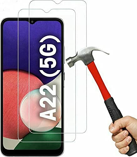 Cracksin [Lot de 2] Film de protection d'écran en verre blindé compatible avec Samsung Galaxy A22 (5G) - Verre de protection en verre trempé véritable - Dureté 9H