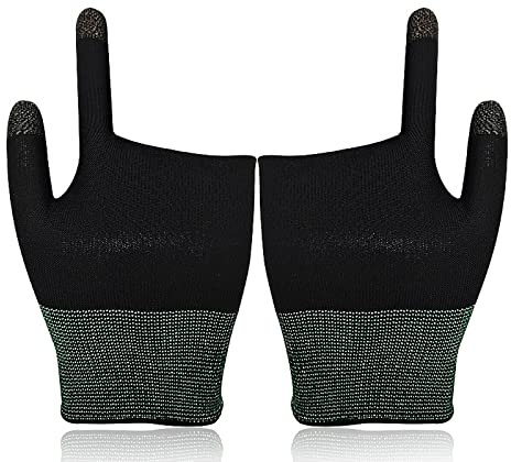 MODJUEGO Hochempfindliche Game-Handschuhe für PUBG Mobile Game Zwei Finger Sleeve Press Touch Screen Sensitive Breathable Gaming Zubehör (Schwarz)