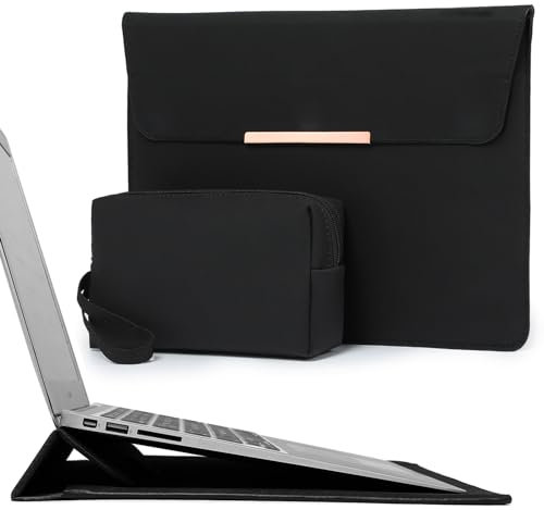 HYZUO 15-16 Inch Laptop Sleeve Case with Stand for MacBook Pro 16 M4/M3/M2/M1 2025-2019, MacBook Pro 15 2015-2012, XPS 15, Samsung Galaxy Book 15, Black(Smiley)