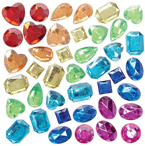 Baker Ross FC759 Große Selbstklebende Schmucksteine - Packung mit 120, Edelsteine in Regenbogenfarben für Kinder zur Kartenherstellung, zum Basteln und Dekorieren