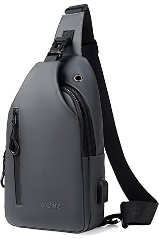 Hjkiopc Sling Bags Brusttasche Herren Crossbody Umhngetasche Kleine Schultertaschen Crossbody-Taschen Outdoor Wasserdicht Casual Man Taschen zum Wandern,Arbeit,Radfahren(Dunkelgrau)