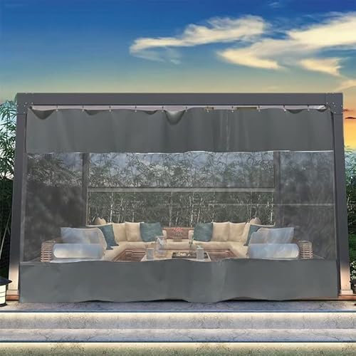 AEREY Clear Awning Waterproof PVC Waterproof Windproof Curtains Seal Tarpaulin Pergola, Porch, Gazebo, Transparent Side Panels, Weatherproof, 1.5 x 2 m, Grey