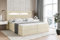 ALTDECOR Boxspringbett mit Matratze und Lattenrost, LED Boxbett, Topper, Polsterbett mit Bettkasten, Bett mit Stauraum H4-Matratze, Doppelbett, Springboxbett - Noel Gold - 180x200 - Beige Monolith