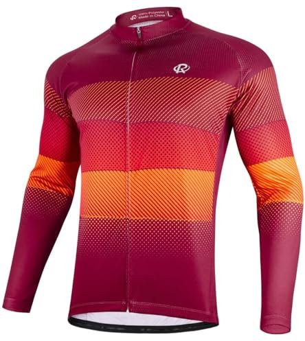 ROTTO Herren Radtrikot Fahrradtrikot langarm Rennrad Trikot Einfache Linien Serie