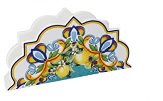 Serviettenhalter Küche Citrus Zitronen Brandani 52781 Oval Porzellan Weiß Blau