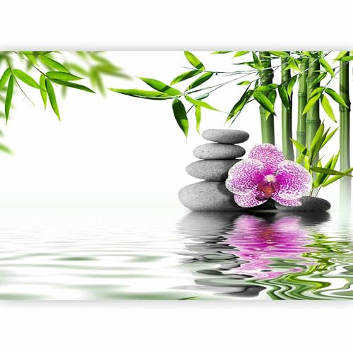 murando PREMIUM Fotomurales Spa 200x140 cm Papel pintado tejido no tejido Decoración de Pared decorativos Murales moderna de Diseno Fotográfico Orquidea Bambu Piedras Zen p-B-0034-a-a