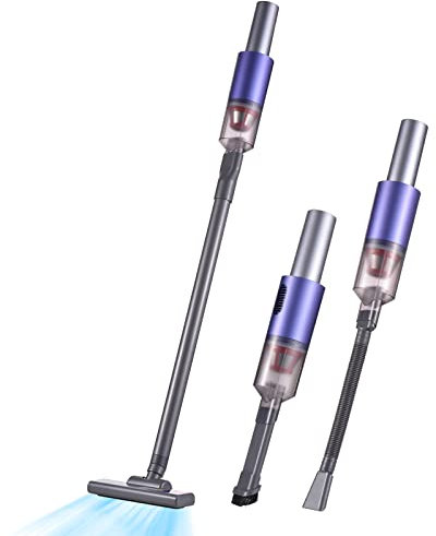 Irishom Akku-Staubsauger 130000PA Stab-Handstaubsauger 3 Verschiedene Bürstenköpfe HEPA-Filtration Abnehmbare Staubbecherhalterung Typ-C-Anschluss Schnellladung für Zuhause, Auto, Büro, Sofa,