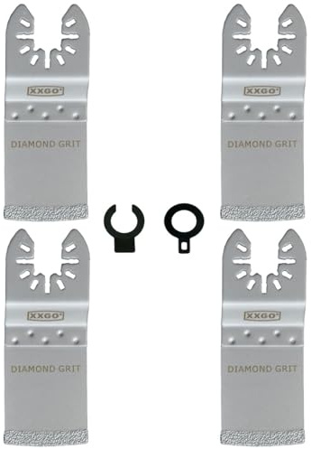 XXGO 4 Pcs Oscillating Multi Tool Diamond Saw Blades for Grout Removal Flush Cutting Compatible with Bosch Dremel Fein Harbor Freight Makita Milwaukee Porter Cable Ridgid Ryobi Rockwell XG3304DU
