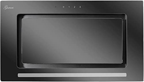 GURARI Cappa Da Soffitto 217 BL 70 Pr, Da Cucina 70 cm, Vetro Nero, 1000 m³/h, Alta Capacità Di Estrazione, Aria Estratta/Riciclata