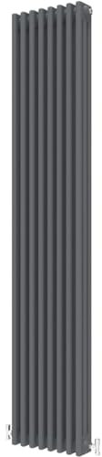 Radbliss Vertical Traditional 3 Column Design Radiator 1800x380mm Anthracite Matt Grey Cast Iron Style Tall RAD Central Heating