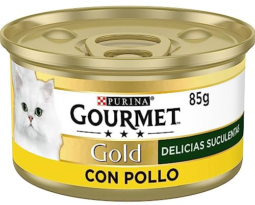 Purina Gourmet Gold Delicias Suculentas, Comida Húmeda para Gato con Pollo, 24 latas de 85g
