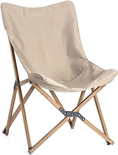 VIDECOR Holz Holz Angeln Stuhl Kann für Büro Camping Helle Holzmaserung Nickerchen Stuhl Strand Stuhl Angeln Outdoor Klappstuhl,0 Khaki